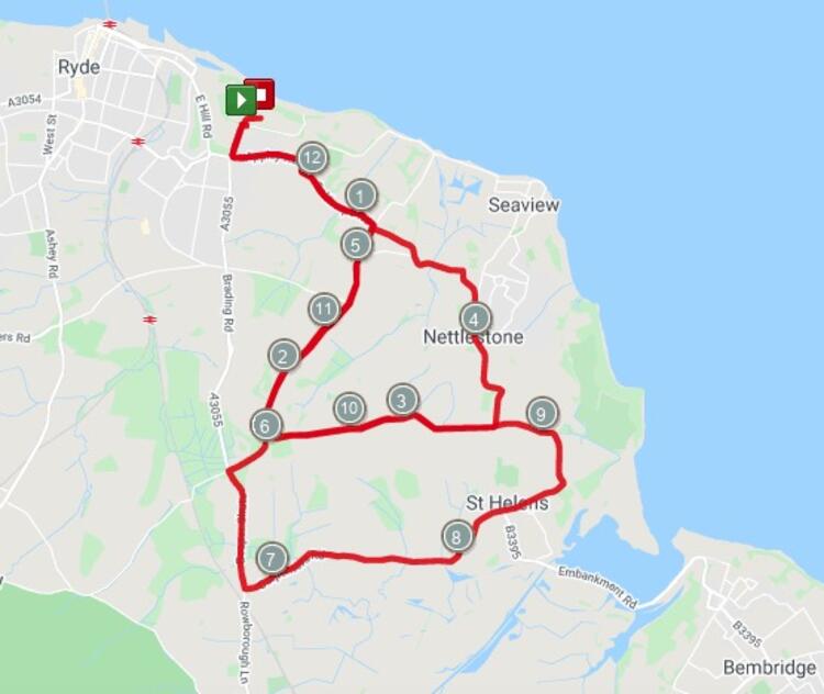 Isle of Wight Half Marathon Race Route Map